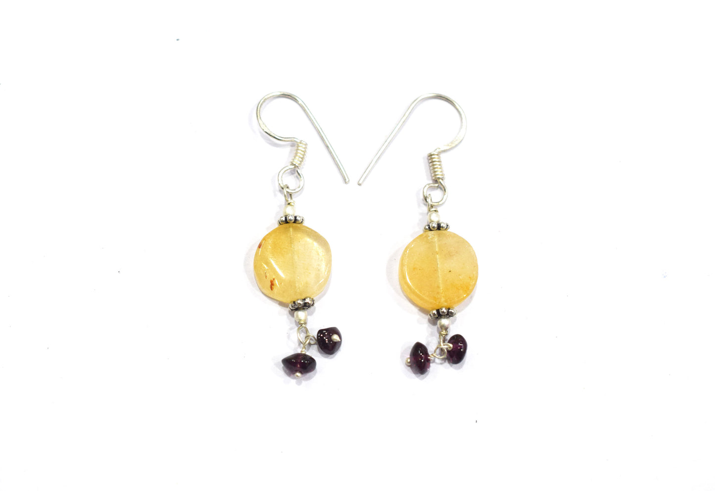 Natural Citrine and Garnet Gemstone Beaded Necklace – Handmade Boho Fringe Statement Jewelry,32946