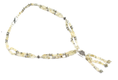 Natural Rutilated Quartz Jewelry Set – Multi-Strand Golden Rutile Necklace & Earrings,32948