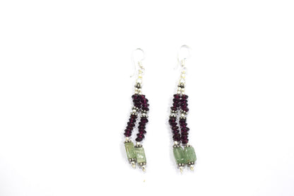Natural Green Aventurine and Garnet Jewelry Set – Multi-Strand Gemstone Statement Necklace & Earrings,32953