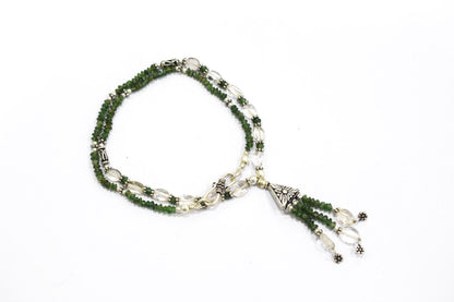 Natural Green Aventurine and Crystal Quartz Necklace Set - Multi-Strand Statement Choker with Drop Earrings - Handmade Boho Tribal Beaded Jewelry Gift for Her,32968