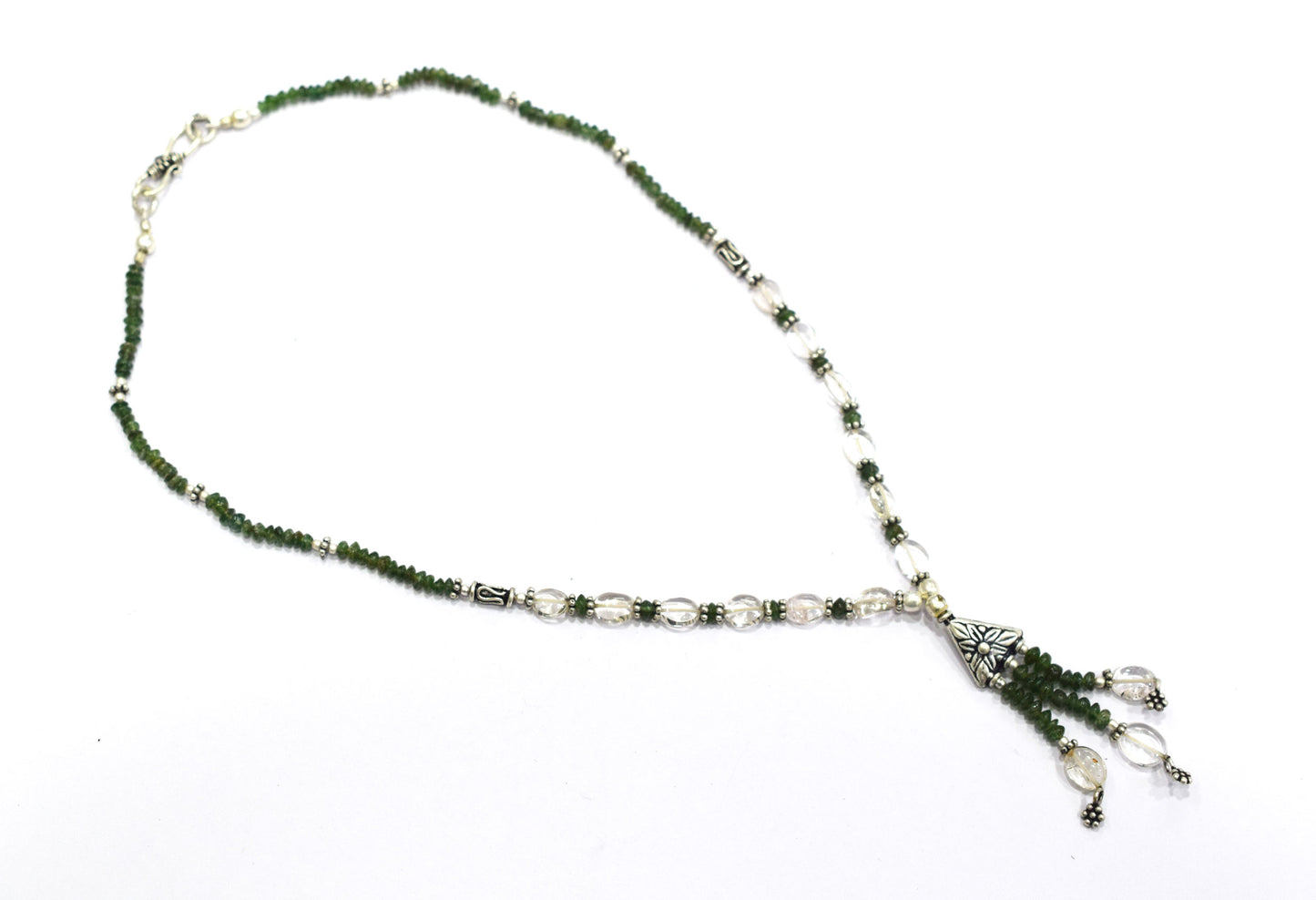 Natural Green Aventurine and Crystal Quartz Necklace Set - Multi-Strand Statement Choker with Drop Earrings - Handmade Boho Tribal Beaded Jewelry Gift for Her,32968