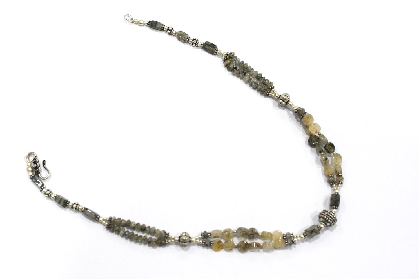 Natural Rutilated Quartz Jewelry Set – Multi-Strand Golden Rutile Necklace & Earrings,32978
