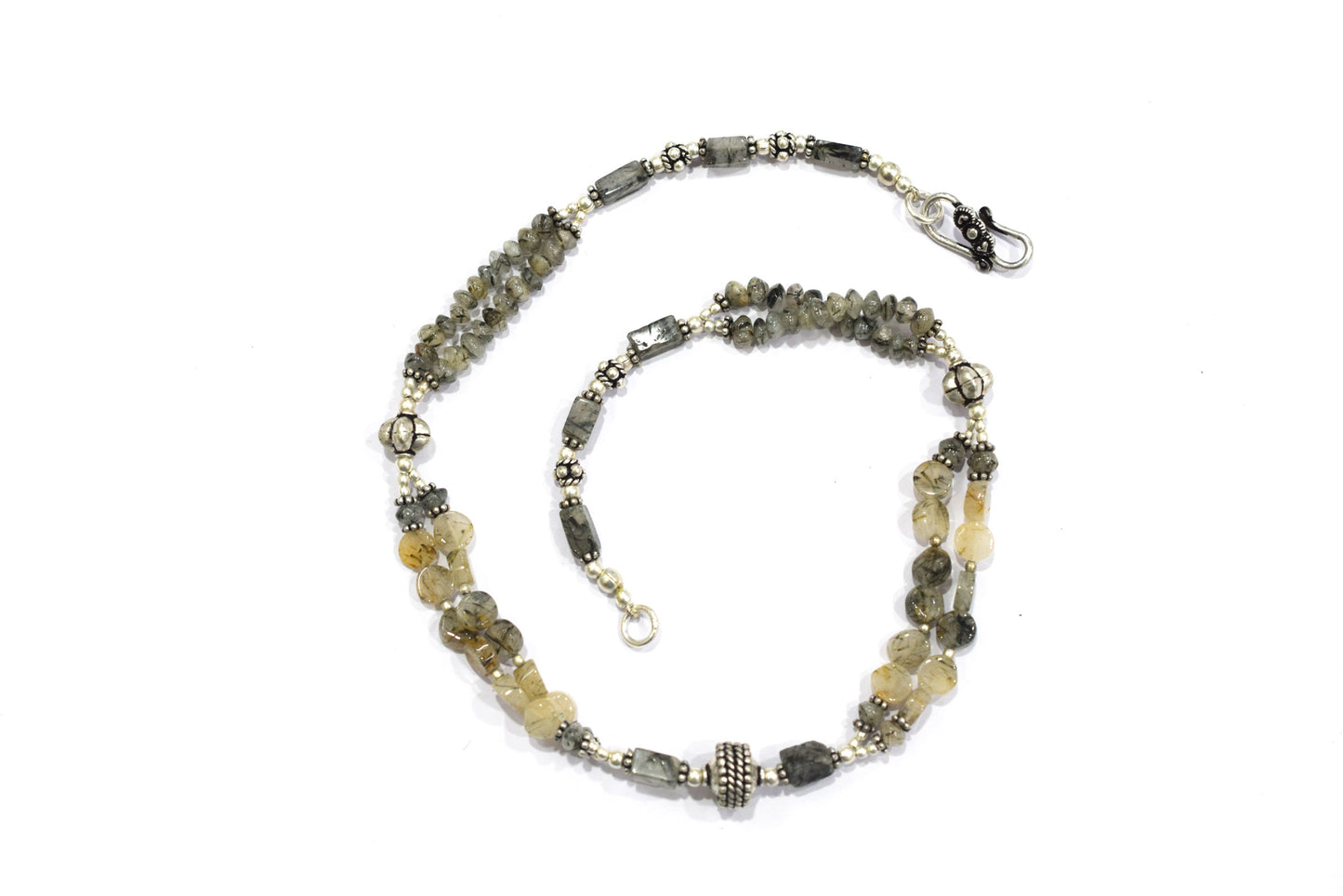 Natural Rutilated Quartz Jewelry Set – Multi-Strand Golden Rutile Necklace & Earrings,32978