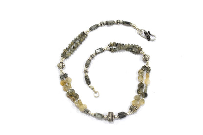 Natural Rutilated Quartz Jewelry Set – Multi-Strand Golden Rutile Necklace & Earrings,32978