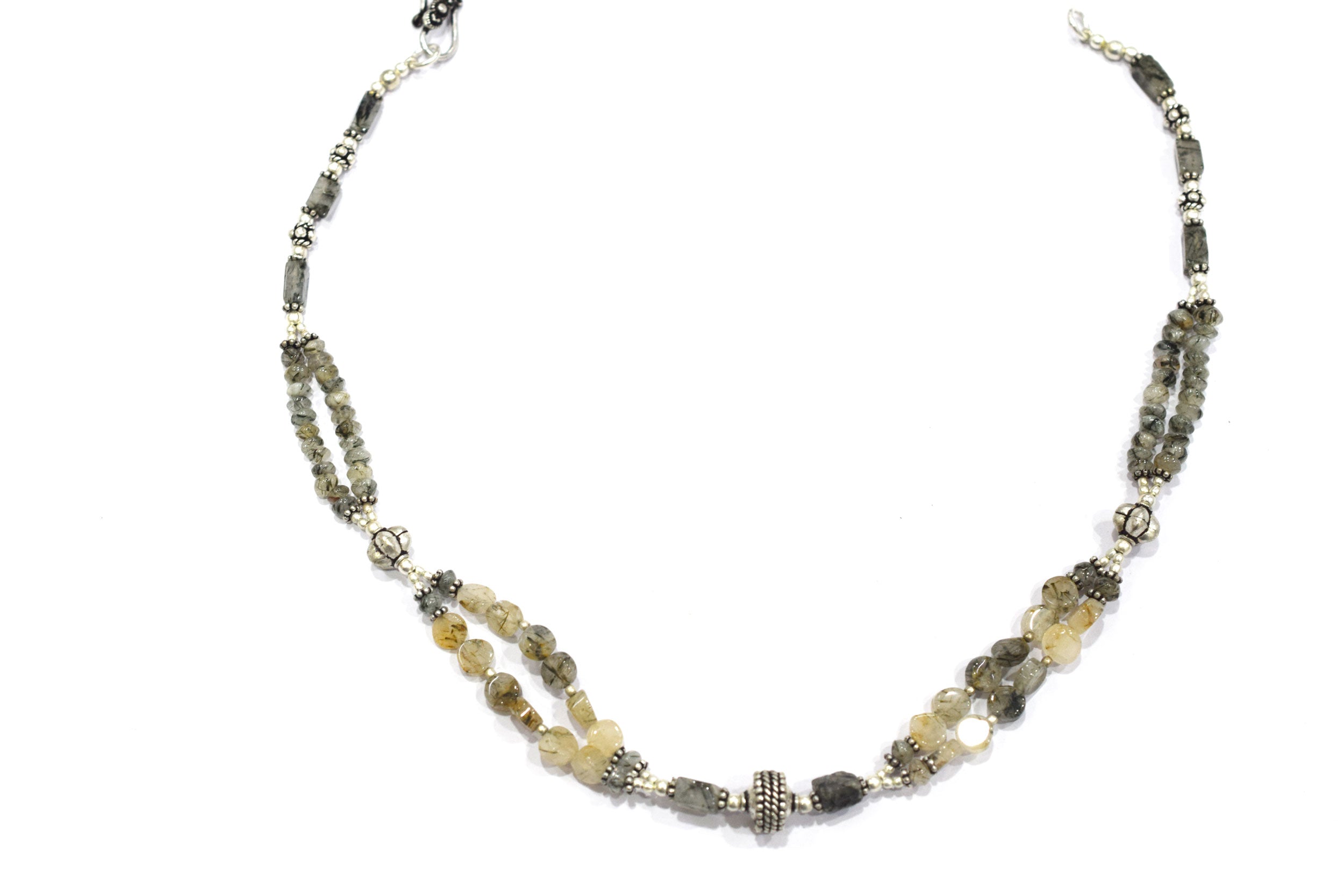 Natural Rutilated Quartz Jewelry Set – Multi-Strand Golden Rutile Necklace & Earrings,32978