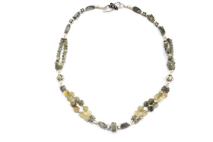 Natural Rutilated Quartz Jewelry Set – Multi-Strand Golden Rutile Necklace & Earrings,32978