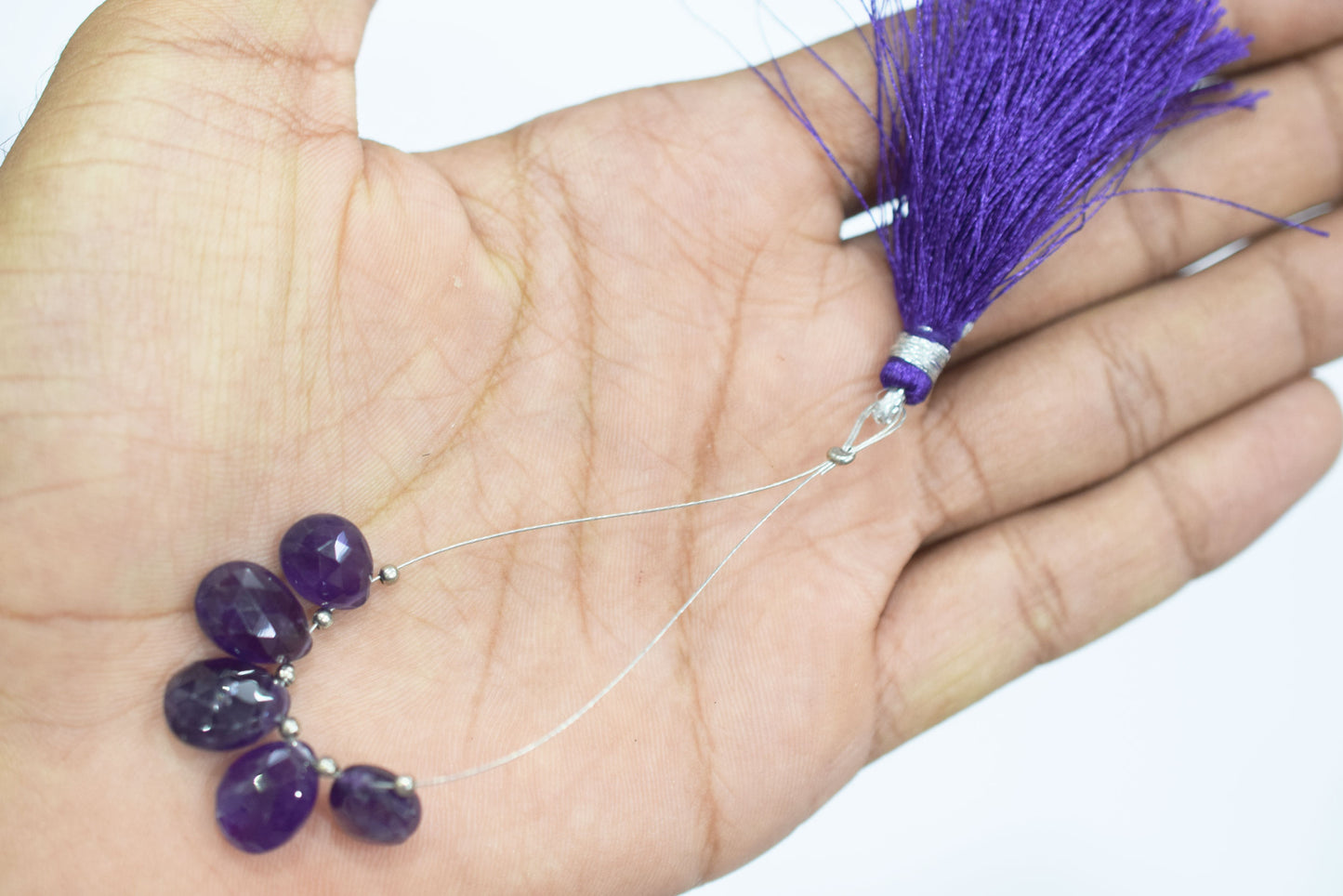 5 Piece  Amethyst Faceted Pear Shape  Briolettes Beads ,Sold By Strand,7x11 - 11.50x14 mm , 32979
