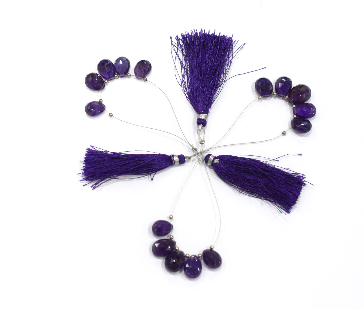 5 Piece  Amethyst Faceted Pear Shape  Briolettes Beads ,Sold By Strand,7x11 - 11.50x14 mm , 32979