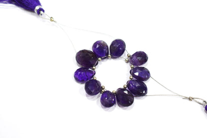 5 Piece  Amethyst Faceted Pear Shape  Briolettes Beads ,Sold By Strand,7x11 - 11.50x14 mm , 32979