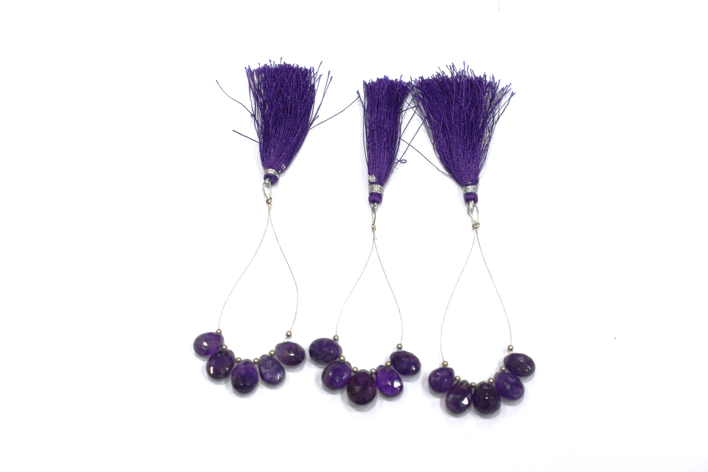 5 Piece  Amethyst Faceted Pear Shape  Briolettes Beads ,Sold By Strand,7x11 - 11.50x14 mm , 32979