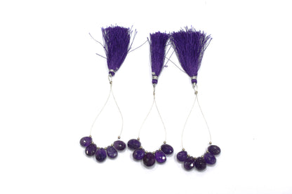 5 Piece  Amethyst Faceted Pear Shape  Briolettes Beads ,Sold By Strand,7x11 - 11.50x14 mm , 32979