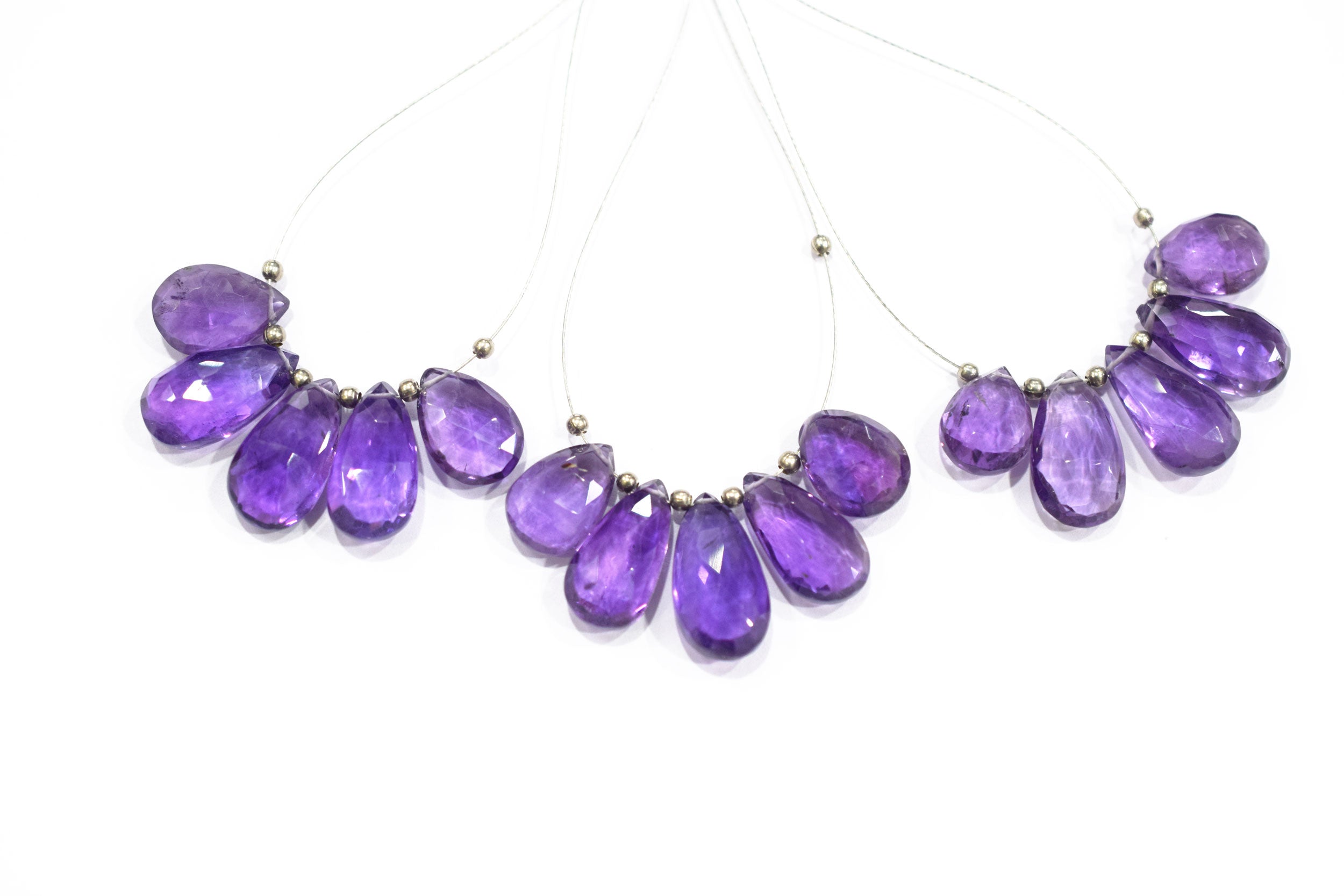 5 Piece  Amethyst Faceted Pear Shape  Briolettes Beads ,Sold By Strand,9.50 - 13.00mm , 32980