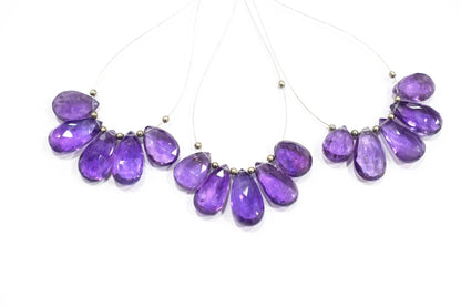 5 Piece  Amethyst Faceted Pear Shape  Briolettes Beads ,For DIY Jewelry Making Earrings,9.50 - 13.00mm , 32980