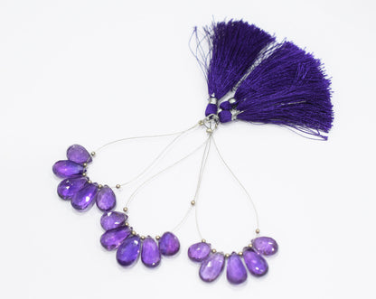 5 Piece  Amethyst Faceted Pear Shape  Briolettes Beads ,For DIY Jewelry Making Earrings,9.50 - 13.00mm , 32980