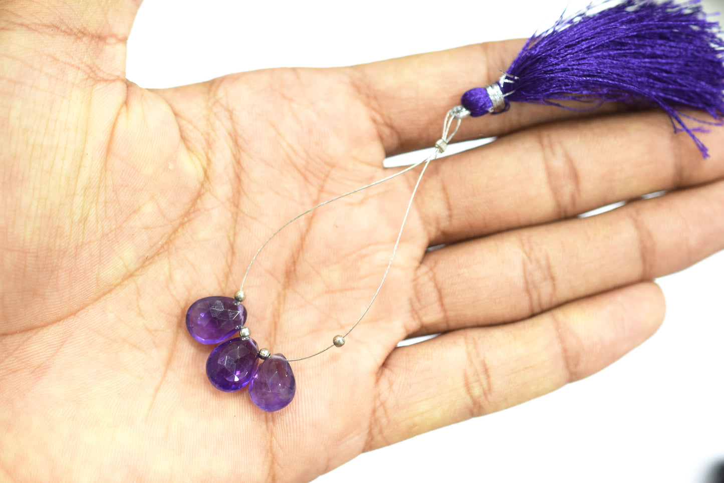 3 Pieces Amethyst Faceted Pear Shape  Briolettes Beads ,For DIY Jewelry Making Earrings,8.50 - 11.50mm , 32981