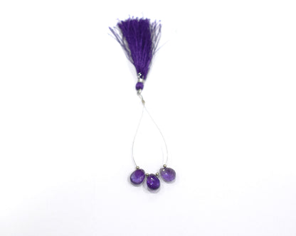 3 Pieces Amethyst Faceted Pear Shape  Briolettes Beads ,For DIY Jewelry Making Earrings,8.50 - 11.50mm , 32981