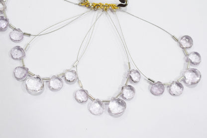 5 Pcs Lavender Amethyst Faceted Heart Shape Briolette Beads Strand , Sold By Strand , 9x9 - 12x12 mm , 32982