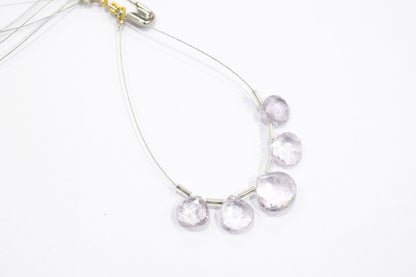 5 Pcs Lavender Amethyst Faceted Heart Shape Briolette Beads Strand , Sold By Strand , 9x9 - 12x12 mm , 32982