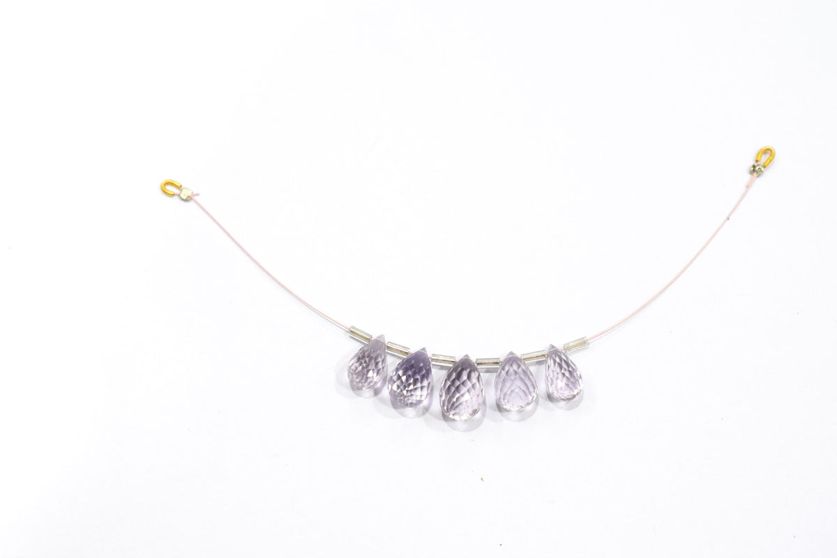 5 Pcs Lavender Amethyst Faceted Pear Briolette Beads Strand , Sold By Strand , 7x12 - 9x14 mm , 32983