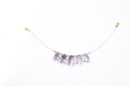 5 Pcs Lavender Amethyst Faceted Pear Briolette Beads Strand , Sold By Strand , 7x12 - 9x14 mm , 32983