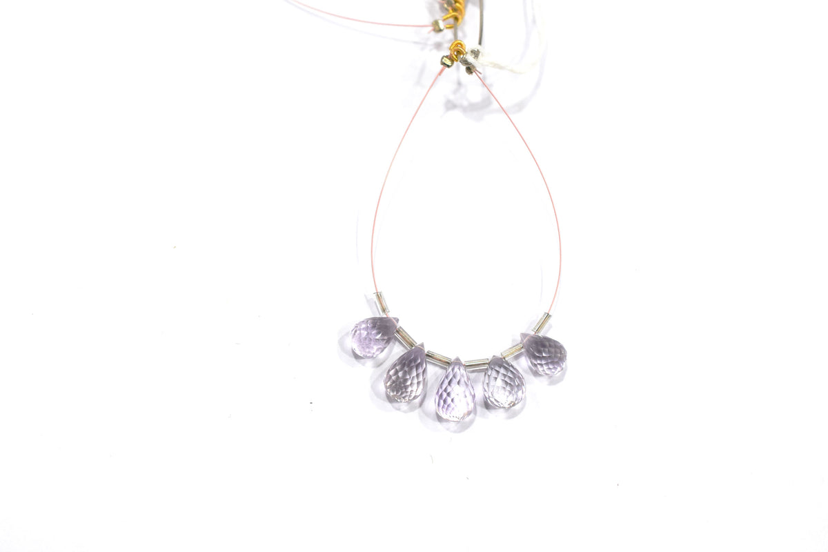 5 Pcs Lavender Amethyst Faceted Pear Briolette Beads Strand , Sold By Strand , 7x12 - 9x14 mm , 32983