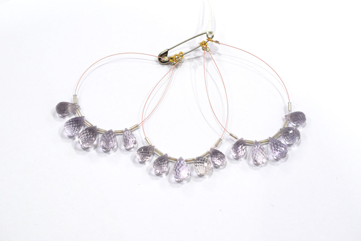 5 Pcs Lavender Amethyst Faceted Pear Briolette Beads Strand , Sold By Strand , 7x12 - 9x14 mm , 32983