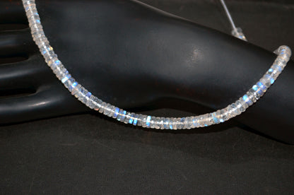 Rainbow Moonstone Faceted Tyre Shape Beads , Sold By Strand ,15 Inches , 5.50-6.00 mm , 32995