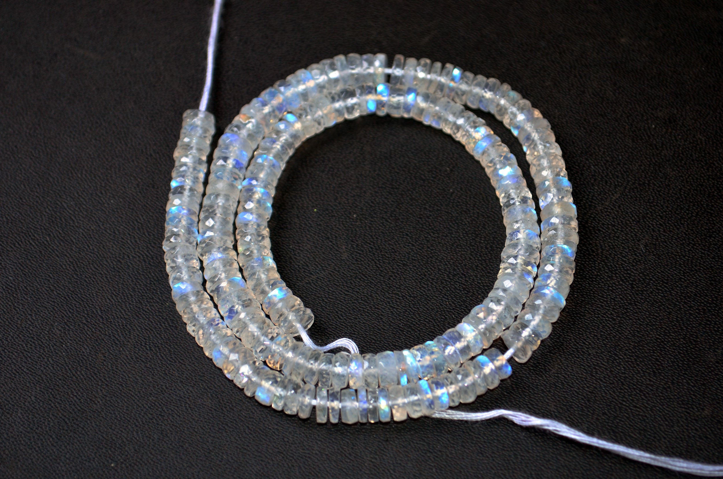 Rainbow Moonstone Faceted Tyre Shape Beads , Sold By Strand ,15 Inches , 5.50-6.00 mm , 32995