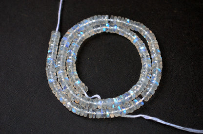 Rainbow Moonstone Faceted Tyre Shape Beads , Sold By Strand ,15 Inches , 5.50-6.00 mm , 32995