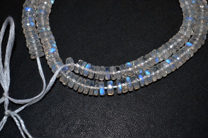 Rainbow Moonstone Faceted Tyre Shape Beads , Sold By Strand ,16 Inches , 6.00-6.25mm , 32997