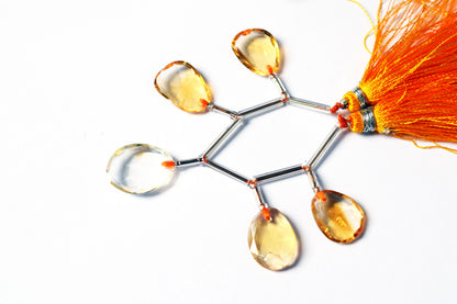 5 Pcs Natural Yellow Citrine Quartz Strand, Faceted Citrine Drop Beads , Sold By Strand , 11.50x14.00 - 13.00x17.00 mm , 32998