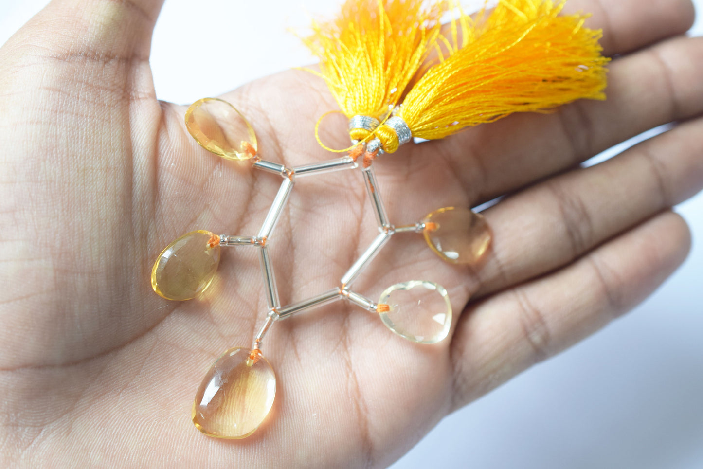 5 Pcs Natural Yellow Citrine Quartz Strand, Faceted Citrine Drop Beads , Sold By Strand , 12x16 - 14x19 mm , 32999