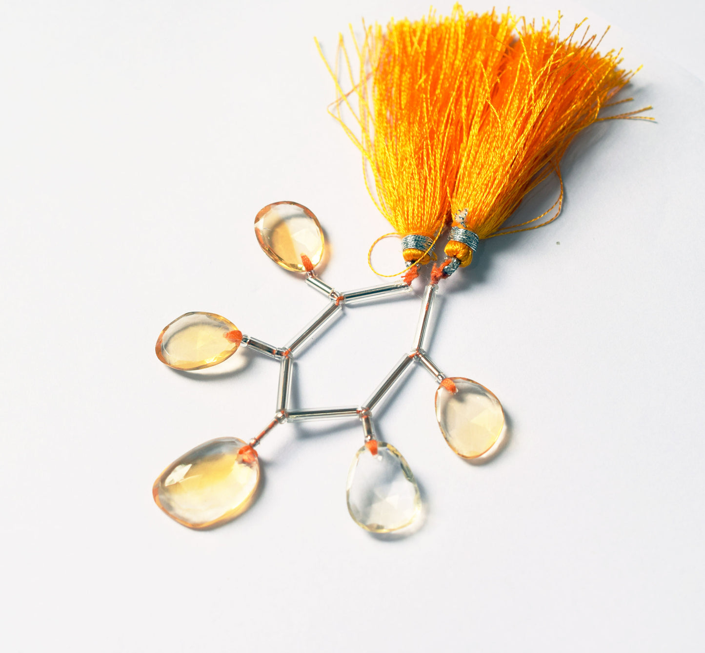 5 Pcs Natural Yellow Citrine Quartz Strand, Faceted Citrine Drop Beads , Sold By Strand , 12x16 - 14x19 mm , 32999