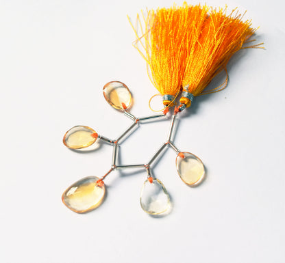 5 Pcs Natural Yellow Citrine Quartz Strand, Faceted Citrine Drop Beads , Sold By Strand , 12x16 - 14x19 mm , 32999