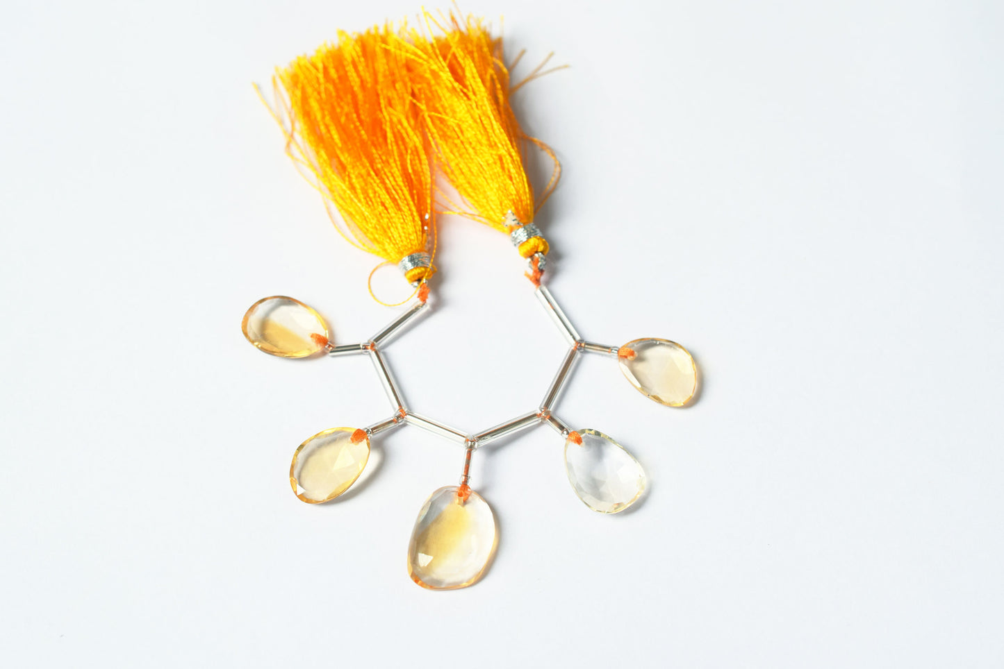 5 Pcs Natural Yellow Citrine Quartz Strand, Faceted Citrine Drop Beads , Sold By Strand , 12x16 - 14x19 mm , 32999