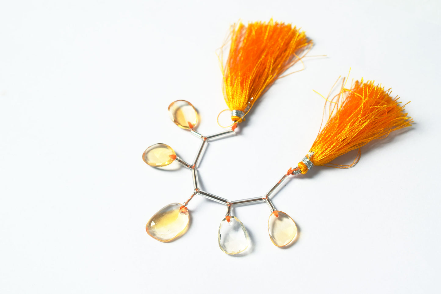 5 Pcs Natural Yellow Citrine Quartz Strand, Faceted Citrine Drop Beads , Sold By Strand , 12x16 - 14x19 mm , 32999