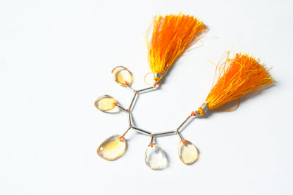 5 Pcs Natural Yellow Citrine Quartz Strand, Faceted Citrine Drop Beads , Sold By Strand , 12x16 - 14x19 mm , 32999