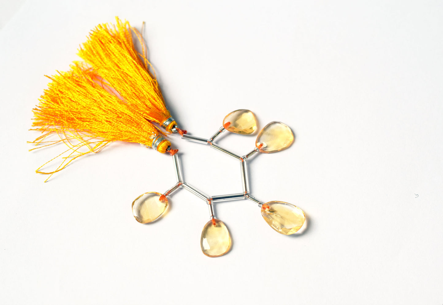 5 Pcs Natural Yellow Citrine Quartz Strand, Faceted Citrine Drop Beads , Sold By Strand , 12x14 - 13x17 mm , 33000