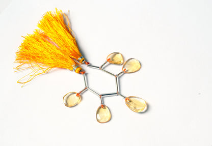 5 Pcs Natural Yellow Citrine Quartz Strand, Faceted Citrine Drop Beads , Sold By Strand , 12x14 - 13x17 mm , 33000