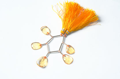 5 Pcs Natural Yellow Citrine Quartz Strand, Faceted Citrine Drop Beads , Sold By Strand , 12x14 - 13x17 mm , 33000