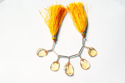 5 Pcs Natural Yellow Citrine Quartz Strand, Faceted Citrine Drop Beads , Sold By Strand , 12x14 - 13x17 mm , 33000