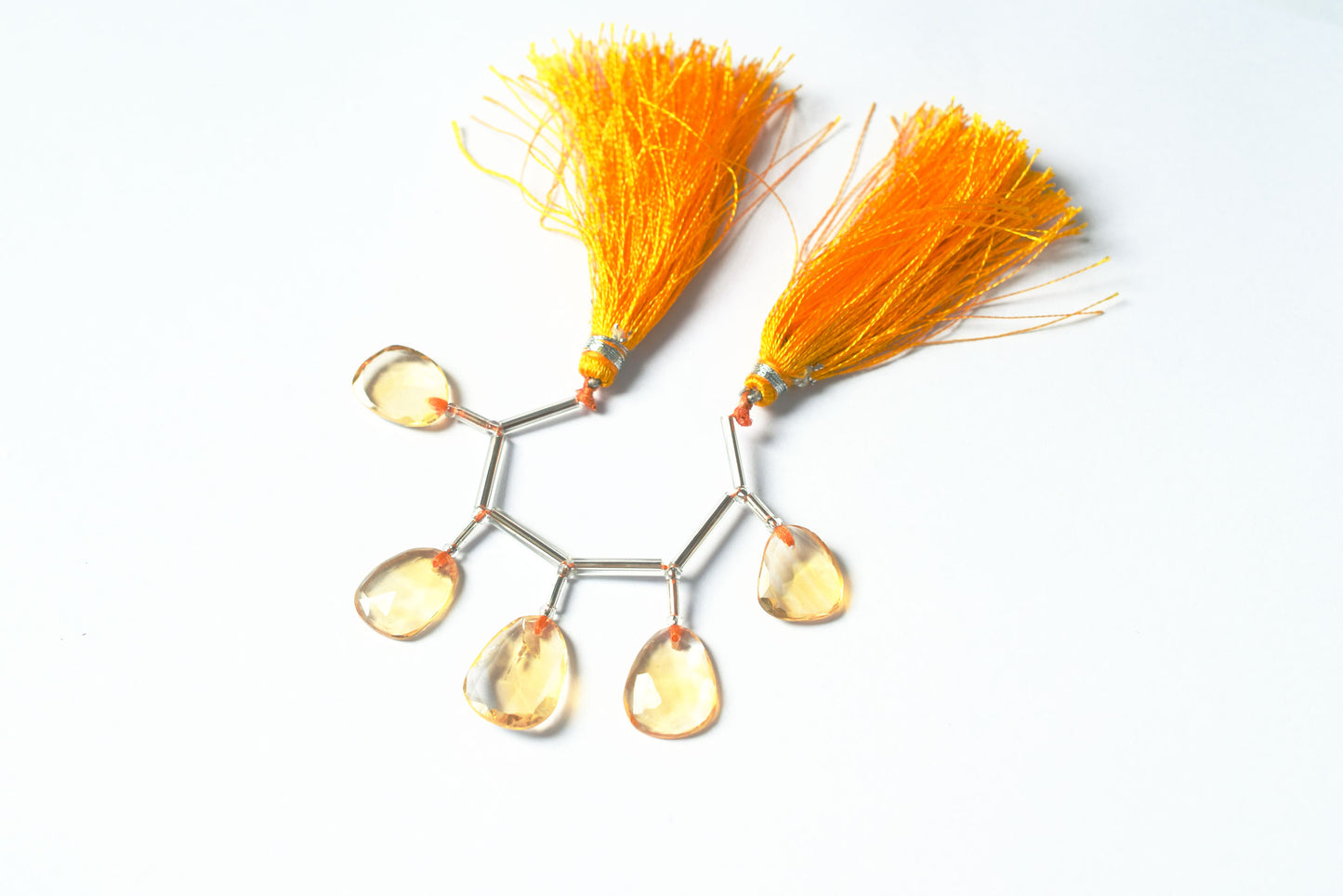 5 Pcs Natural Yellow Citrine Quartz Strand, Faceted Citrine Drop Beads , Sold By Strand , 12x14 - 13x17 mm , 33000