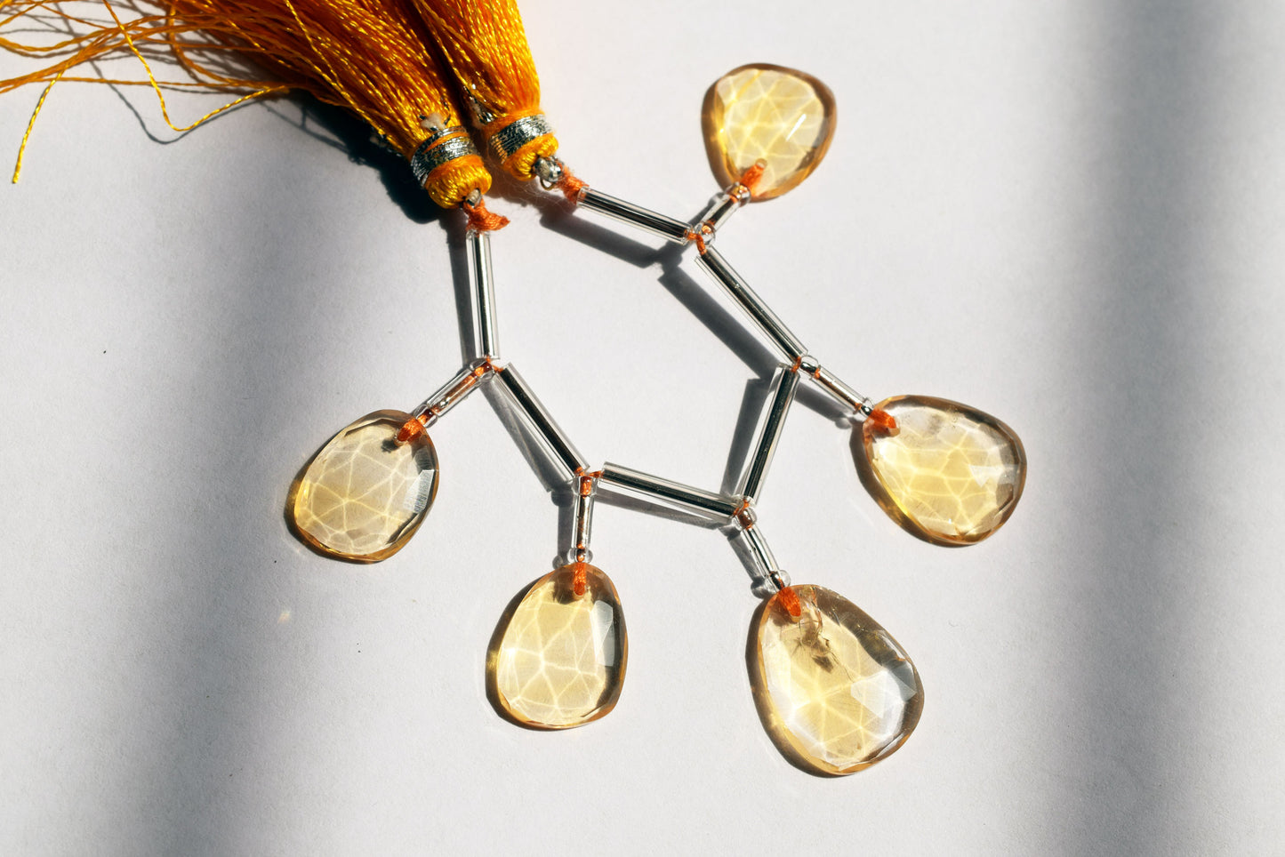 5 Pcs Natural Yellow Citrine Quartz Strand, Faceted Citrine Drop Beads , Sold By Strand , 12x14 - 13x17 mm , 33000