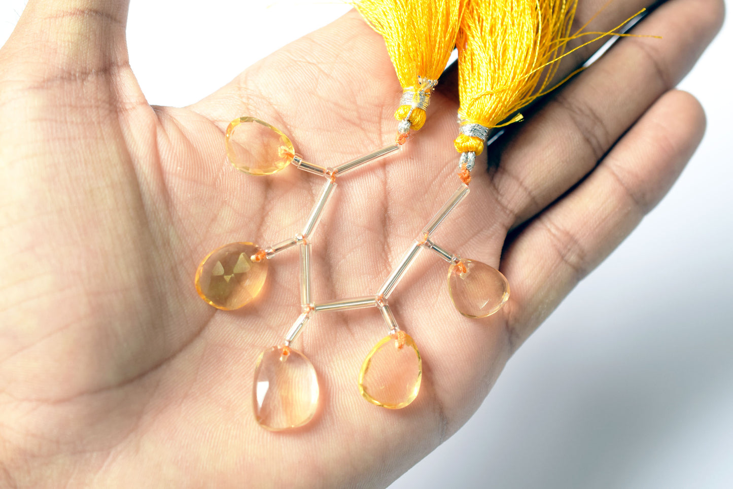 5 Pcs Natural Yellow Citrine Quartz Strand, Faceted Citrine Drop Beads , Sold By Strand ,  12x13 - 13x17 mm  , 33001