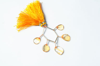 5 Pcs Natural Yellow Citrine Quartz Strand, Faceted Citrine Drop Beads , Sold By Strand ,  12x13 - 13x17 mm  , 33001