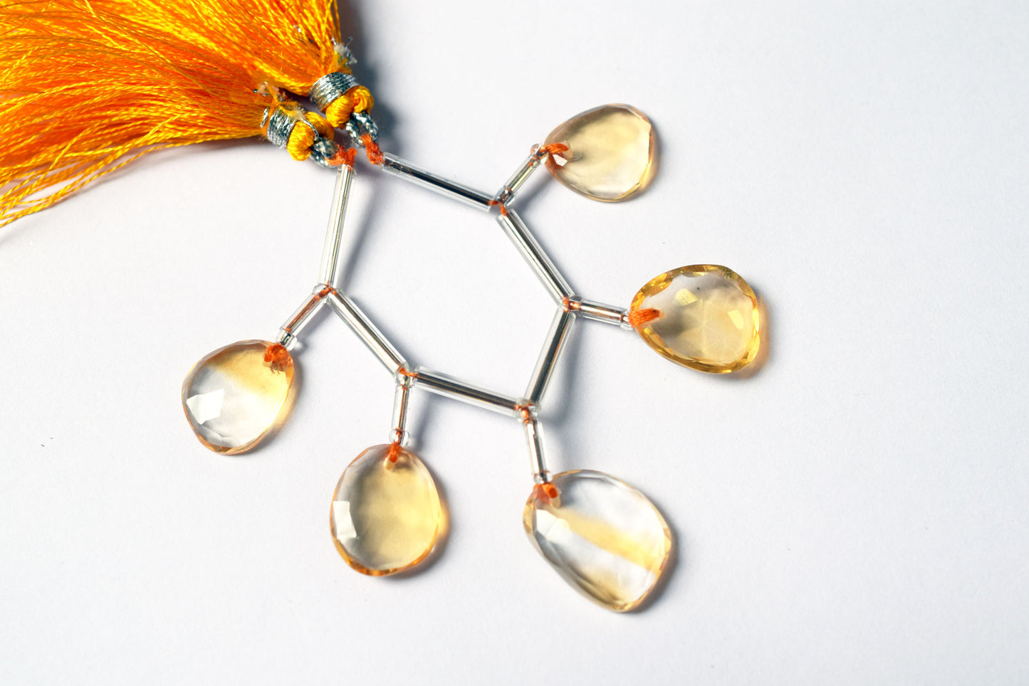 5 Pcs Natural Yellow Citrine Quartz Strand, Faceted Citrine Drop Beads , Sold By Strand ,  12x13 - 13x17 mm  , 33001