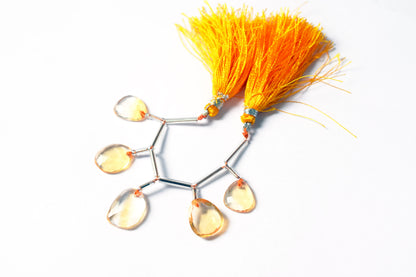 5 Pcs Natural Yellow Citrine Quartz Strand, Faceted Citrine Drop Beads , Sold By Strand ,  12x13 - 13x17 mm  , 33001