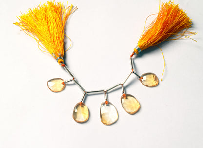 5 Pcs Natural Yellow Citrine Quartz Strand, Faceted Citrine Drop Beads , Sold By Strand ,  12x14.00  - 13.00x18.00 mm  , 33002