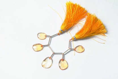 5 Pcs Natural Yellow Citrine Quartz Strand, Faceted Citrine Drop Beads , Sold By Strand ,  12x14.00  - 13.00x18.00 mm  , 33002