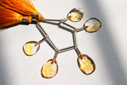 5 Pcs Natural Yellow Citrine Quartz Strand, Faceted Citrine Drop Beads , Sold By Strand ,  11.50x13.50  - 12.00x16.00 mm  , 33003